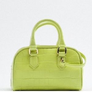 pistachio green mini leather croc design bag